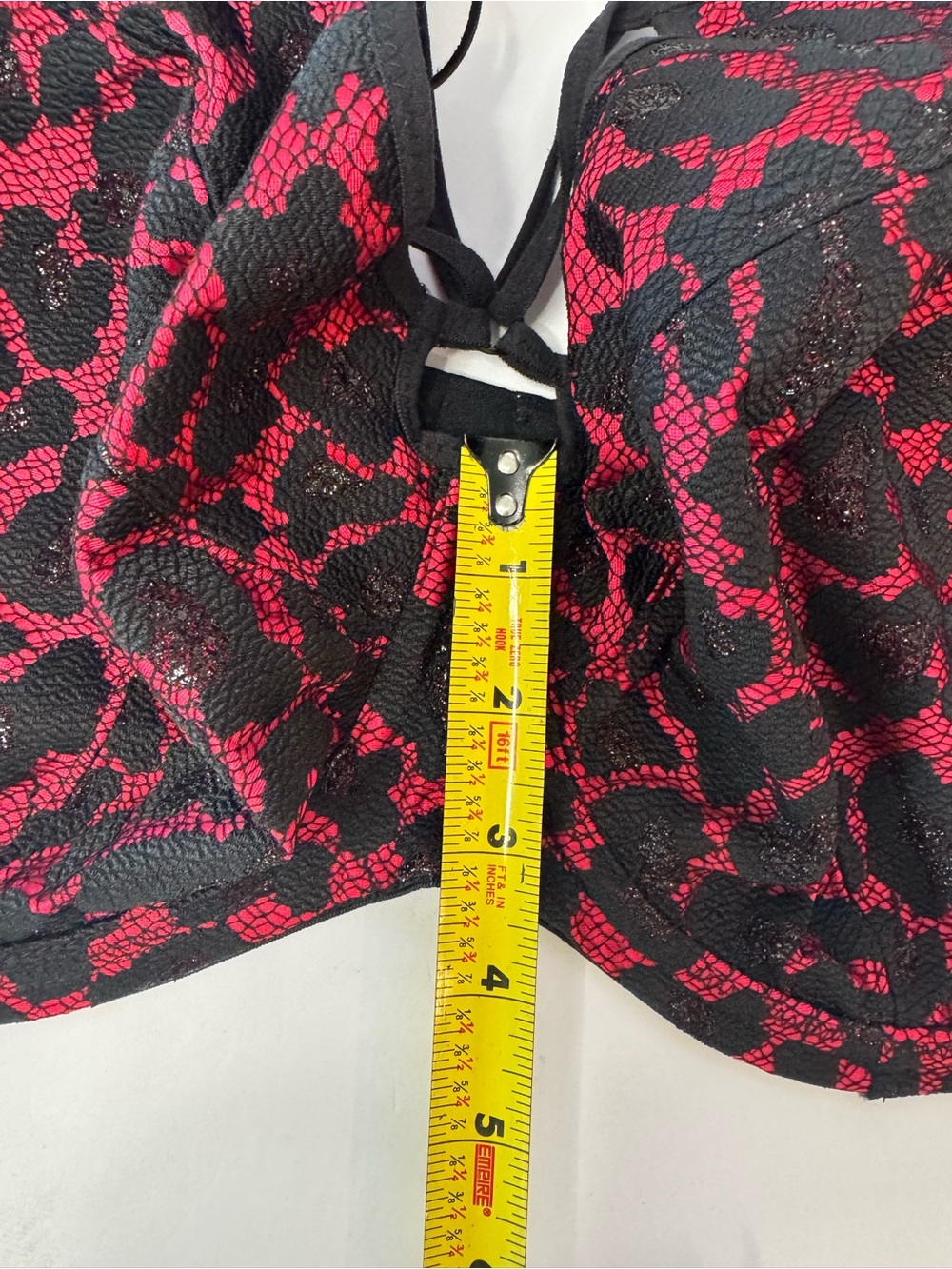 Elomi Nicole Underwire Plunge Cage Bra Size 36L Red Black Lace - Picture 9 of 10